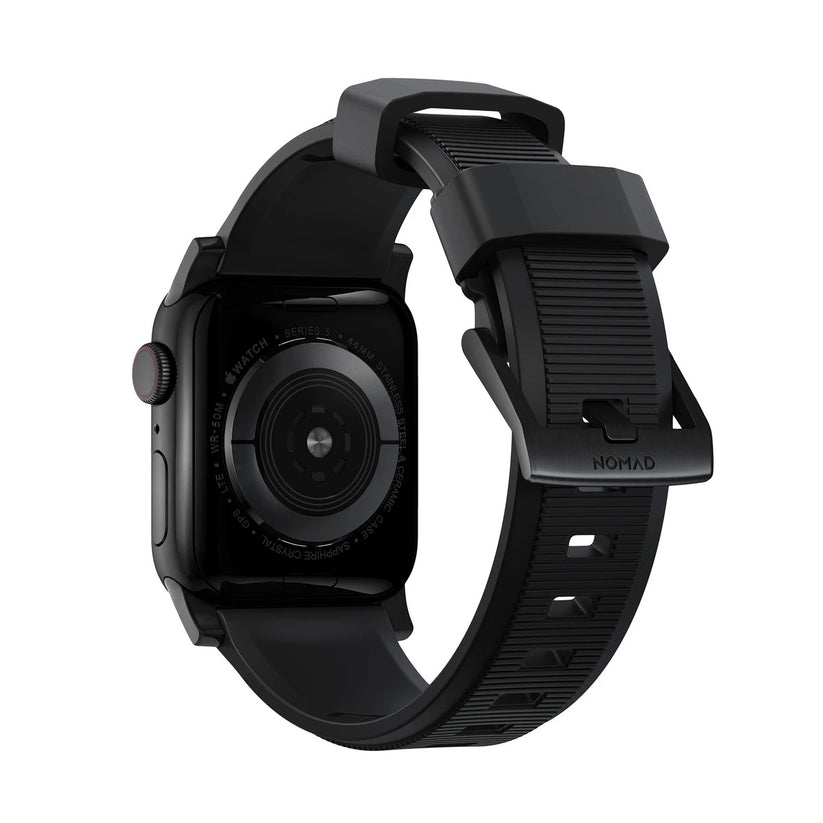 Řemínek pro Apple Watch 42/44/45/49 mm Nomad Rugged Strap - černý s černou přezkou - bonami.click