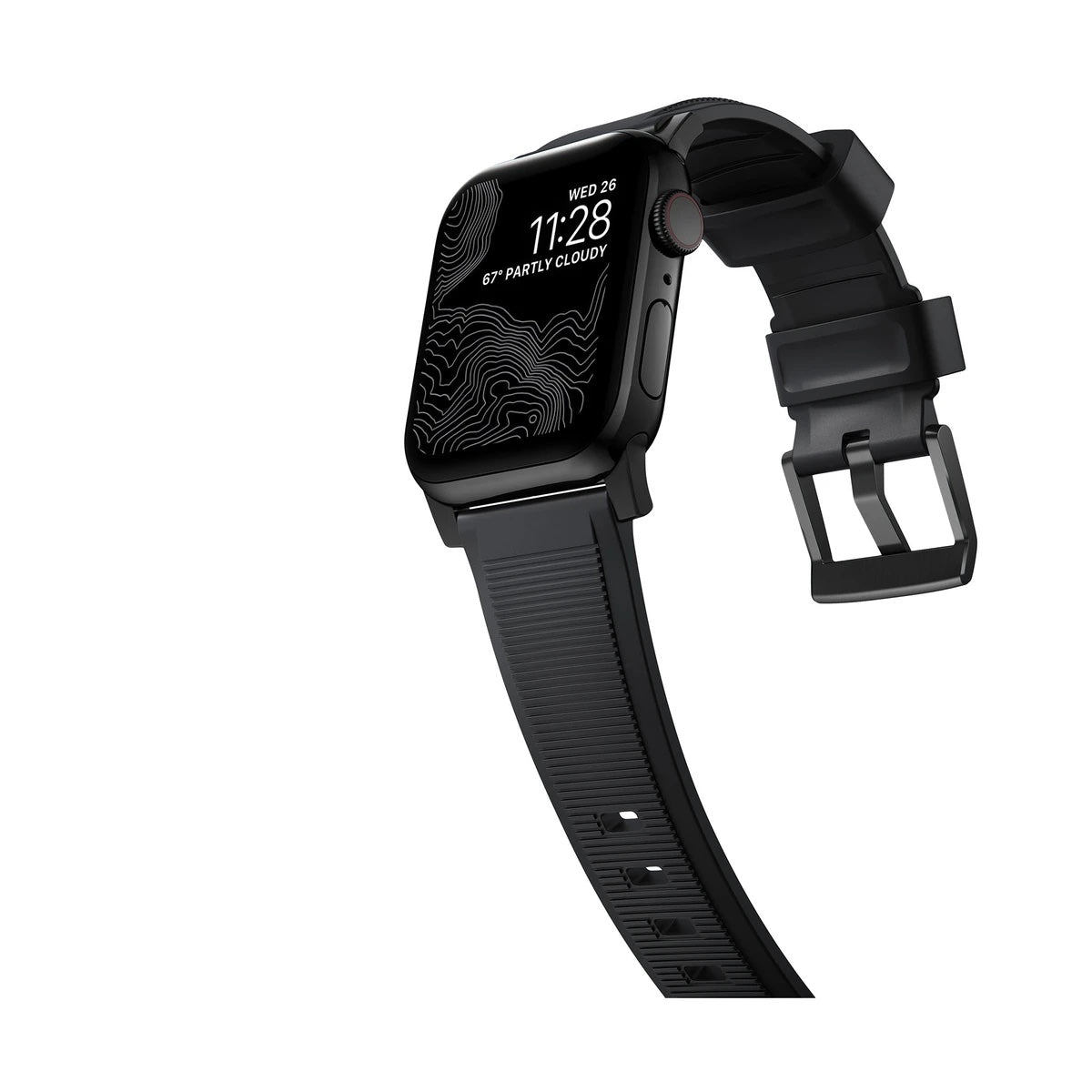 Řemínek pro Apple Watch 42/44/45/49 mm Nomad Rugged Strap - černý s černou přezkou - bonami.click