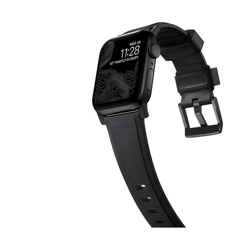 Řemínek pro Apple Watch 42/44/45/49 mm Nomad Rugged Strap - černý s černou přezkou - bonami.click