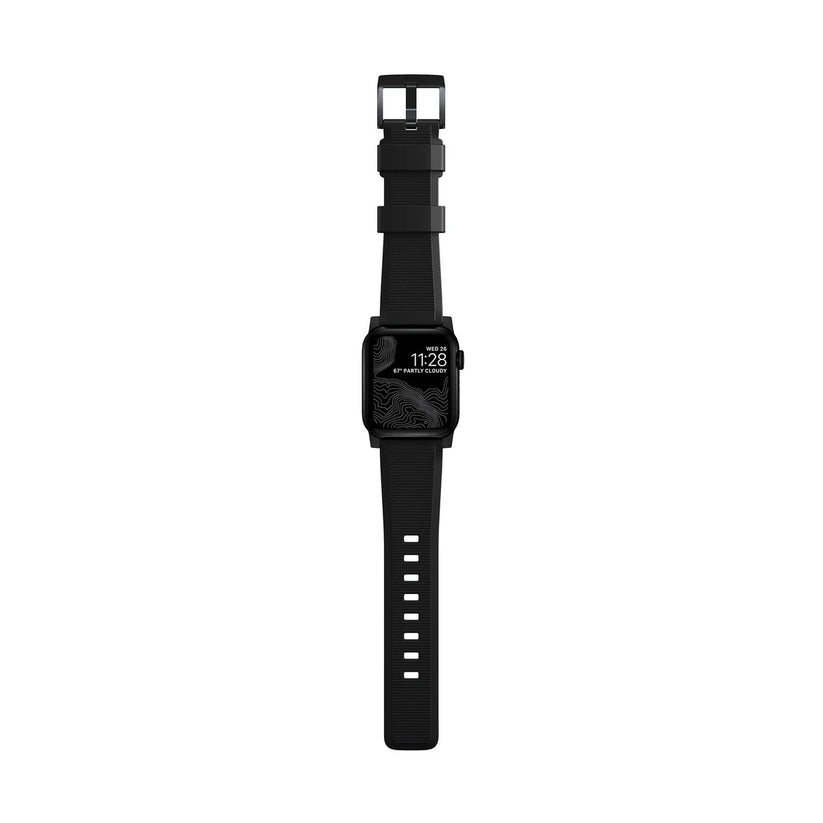 Řemínek pro Apple Watch 42/44/45/49 mm Nomad Rugged Strap - černý s černou přezkou - bonami.click