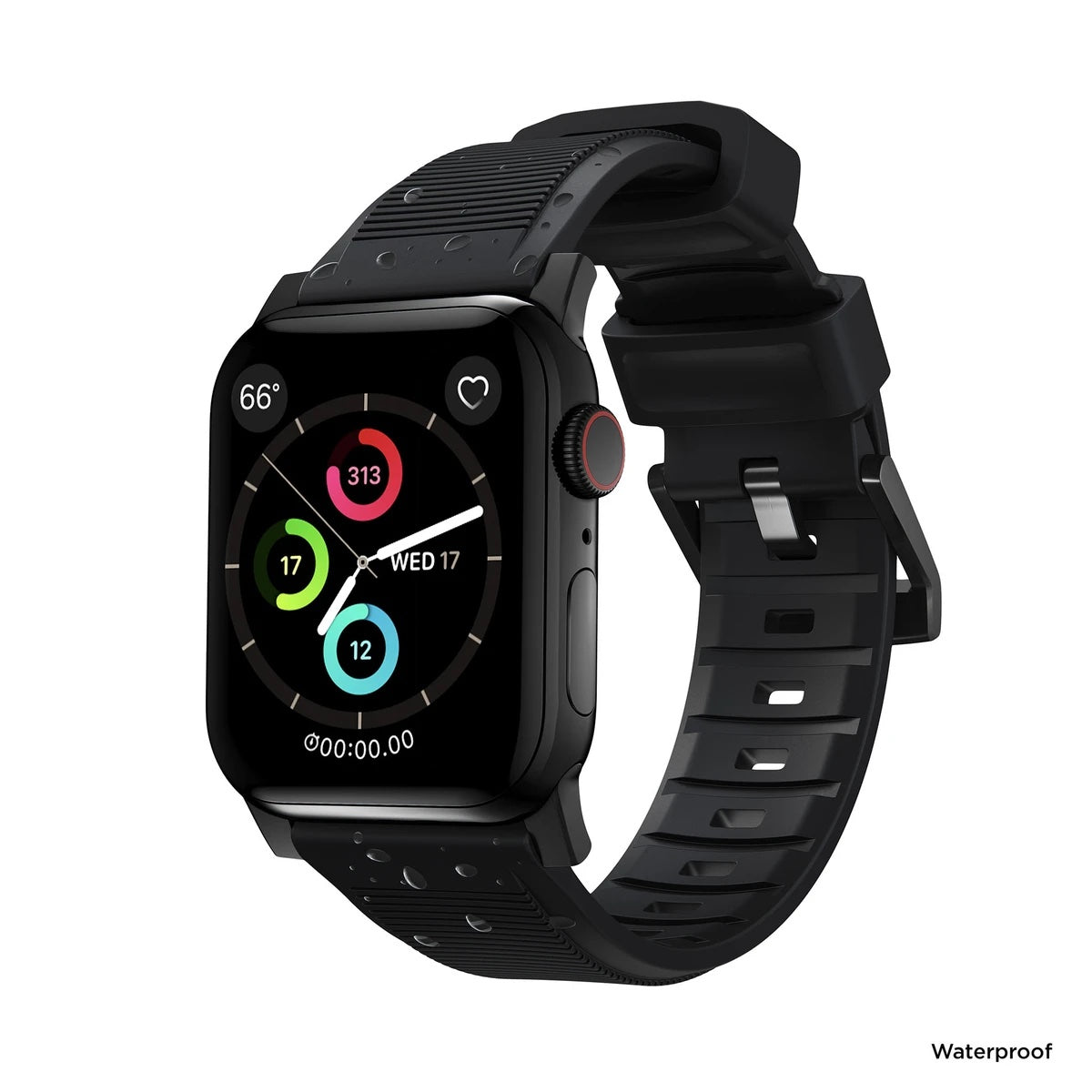 Řemínek pro Apple Watch 42/44/45/49 mm Nomad Rugged Strap - černý s černou přezkou - bonami.click