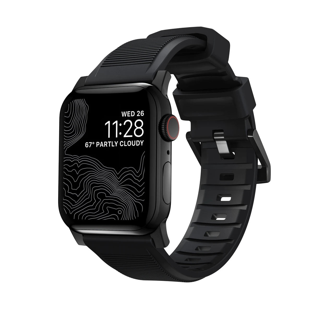 Řemínek pro Apple Watch 42/44/45/49 mm Nomad Rugged Strap - černý s černou přezkou - bonami.click