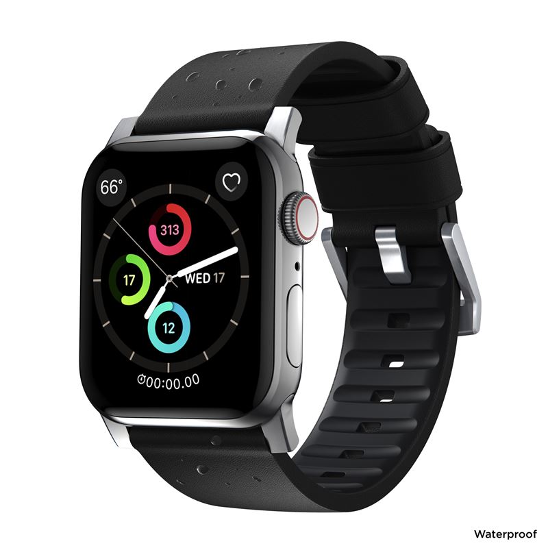 Řemínek pro Apple Watch 42/44/45/49 mm Nomad Active Strap Pro - černý se stříbrnou přezkou - bonami.click