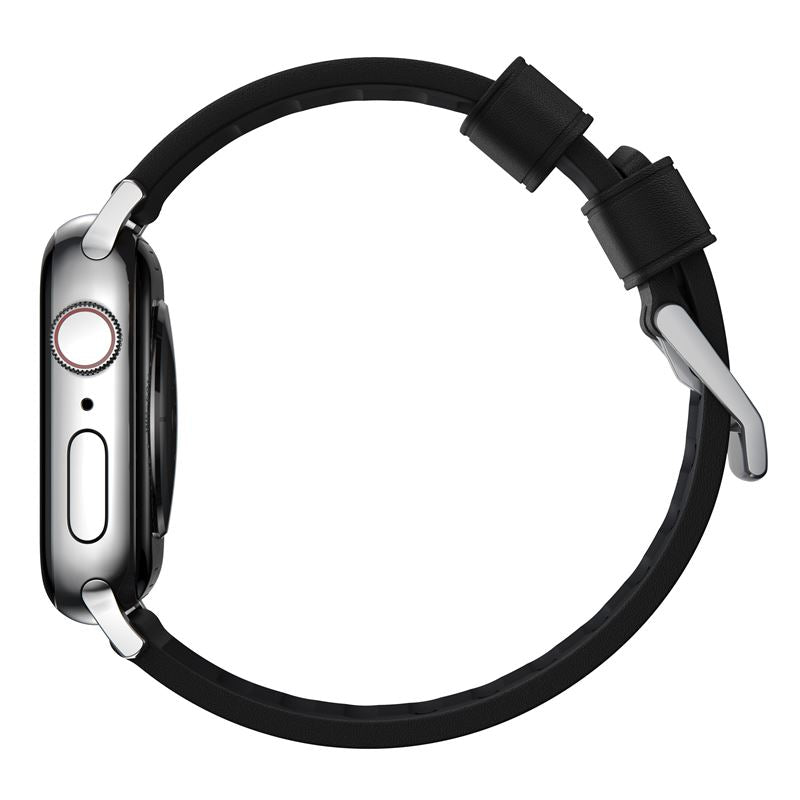 Řemínek pro Apple Watch 42/44/45/49 mm Nomad Active Strap Pro - černý se stříbrnou přezkou - bonami.click