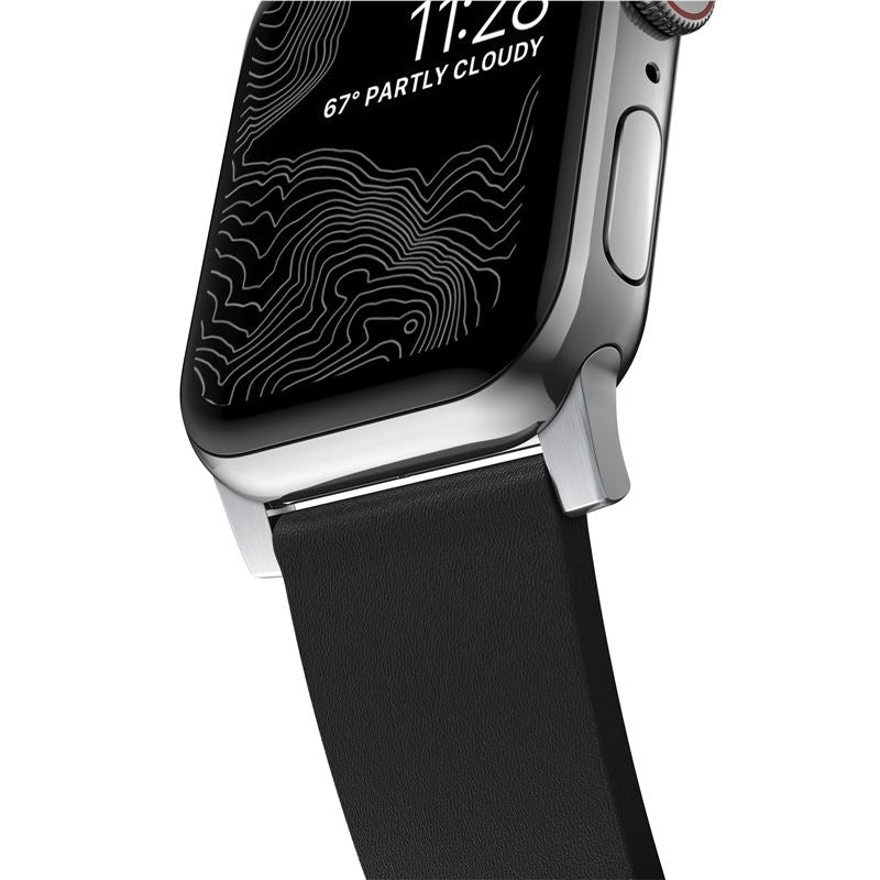 Řemínek pro Apple Watch 42/44/45/49 mm Nomad Active Strap Pro - černý se stříbrnou přezkou - bonami.click
