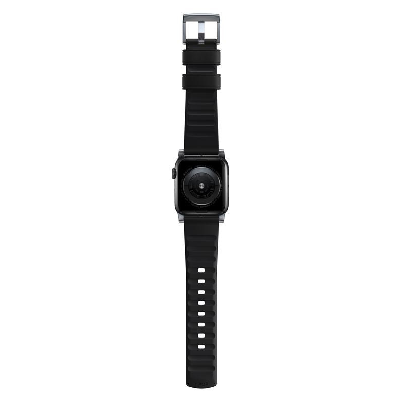 Řemínek pro Apple Watch 42/44/45/49 mm Nomad Active Strap Pro - černý se stříbrnou přezkou - bonami.click