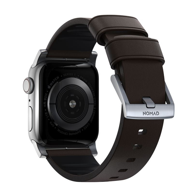 Řemínek pro Apple Watch 42/44/45/49 mm Nomad Active Strap Pro - hnědý se stříbrnou přezkou - bonami.click