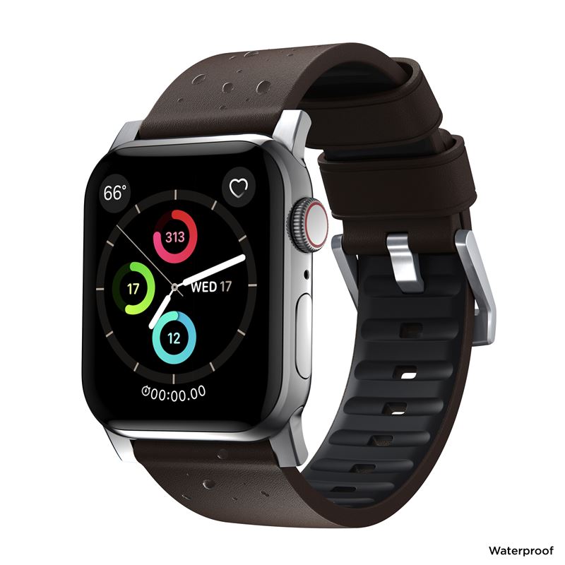 Řemínek pro Apple Watch 42/44/45/49 mm Nomad Active Strap Pro - hnědý se stříbrnou přezkou - bonami.click