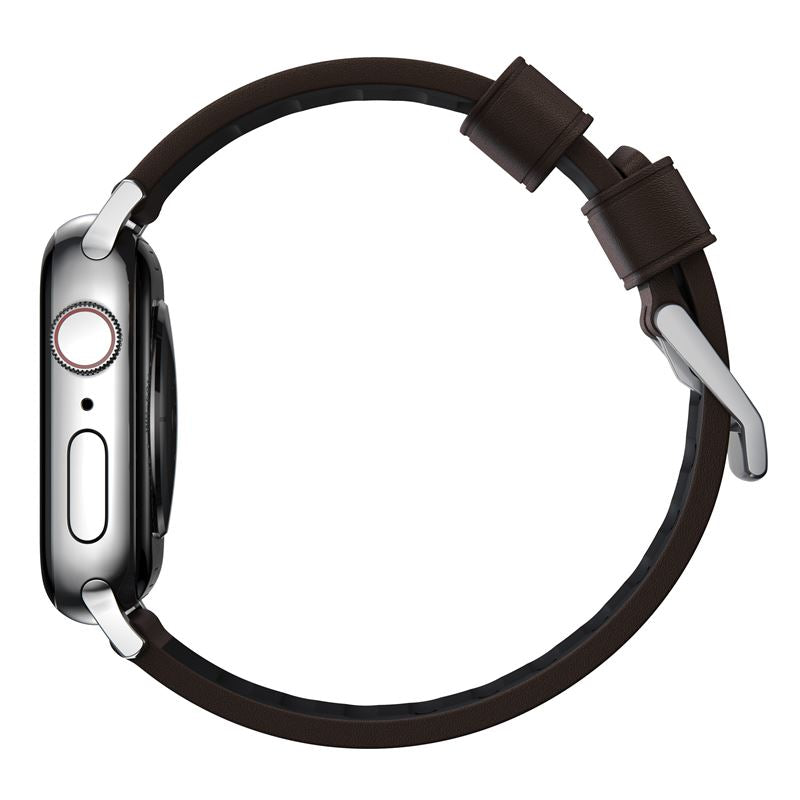 Řemínek pro Apple Watch 42/44/45/49 mm Nomad Active Strap Pro - hnědý se stříbrnou přezkou - bonami.click
