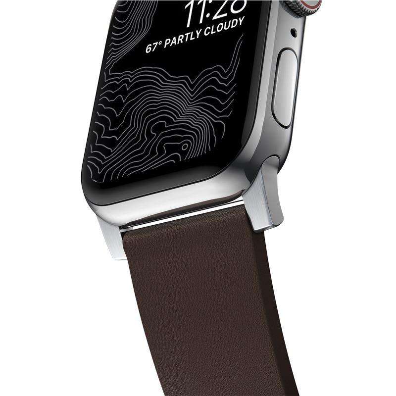 Řemínek pro Apple Watch 42/44/45/49 mm Nomad Active Strap Pro - hnědý se stříbrnou přezkou - bonami.click