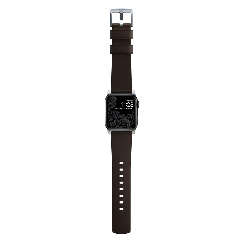 Řemínek pro Apple Watch 42/44/45/49 mm Nomad Active Strap Pro - hnědý se stříbrnou přezkou - bonami.click