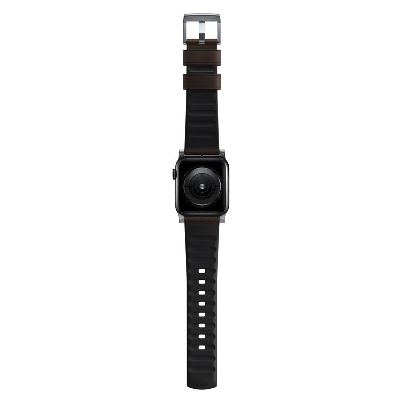 Řemínek pro Apple Watch 42/44/45/49 mm Nomad Active Strap Pro - hnědý se stříbrnou přezkou - bonami.click