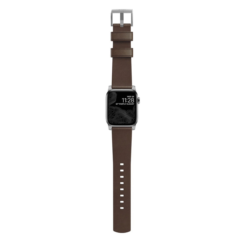 Řemínek pro Apple Watch 42/44/45/49 mm Nomad kožený - stříbrný - bonami.click