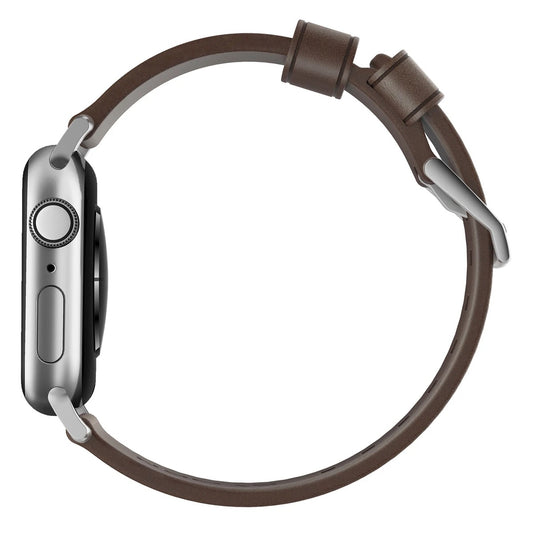 Řemínek pro Apple Watch 42/44/45/49 mm Nomad kožený - stříbrný - bonami.click