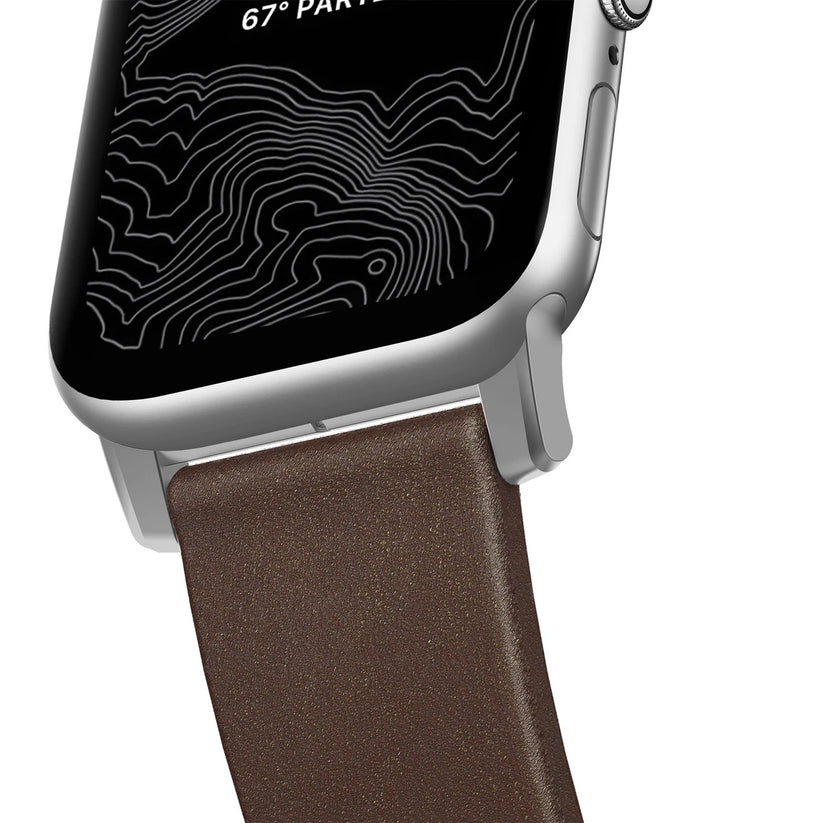 Řemínek pro Apple Watch 42/44/45/49 mm Nomad kožený - stříbrný - bonami.click