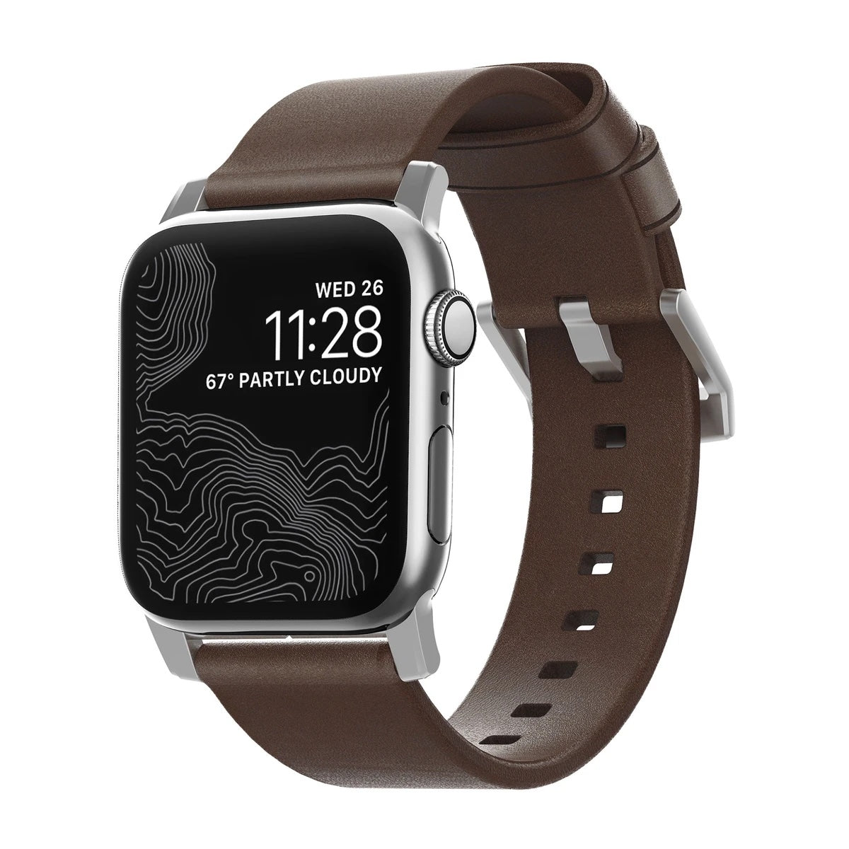 Řemínek pro Apple Watch 42/44/45/49 mm Nomad kožený - stříbrný - bonami.click