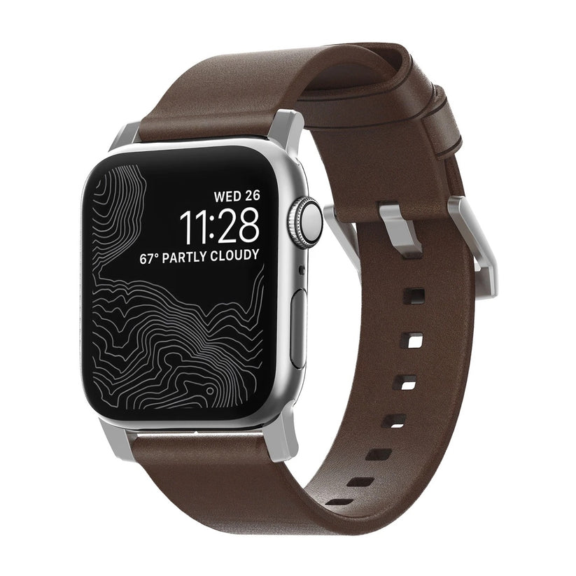 Řemínek pro Apple Watch 42/44/45/49 mm Nomad kožený - stříbrný - bonami.click