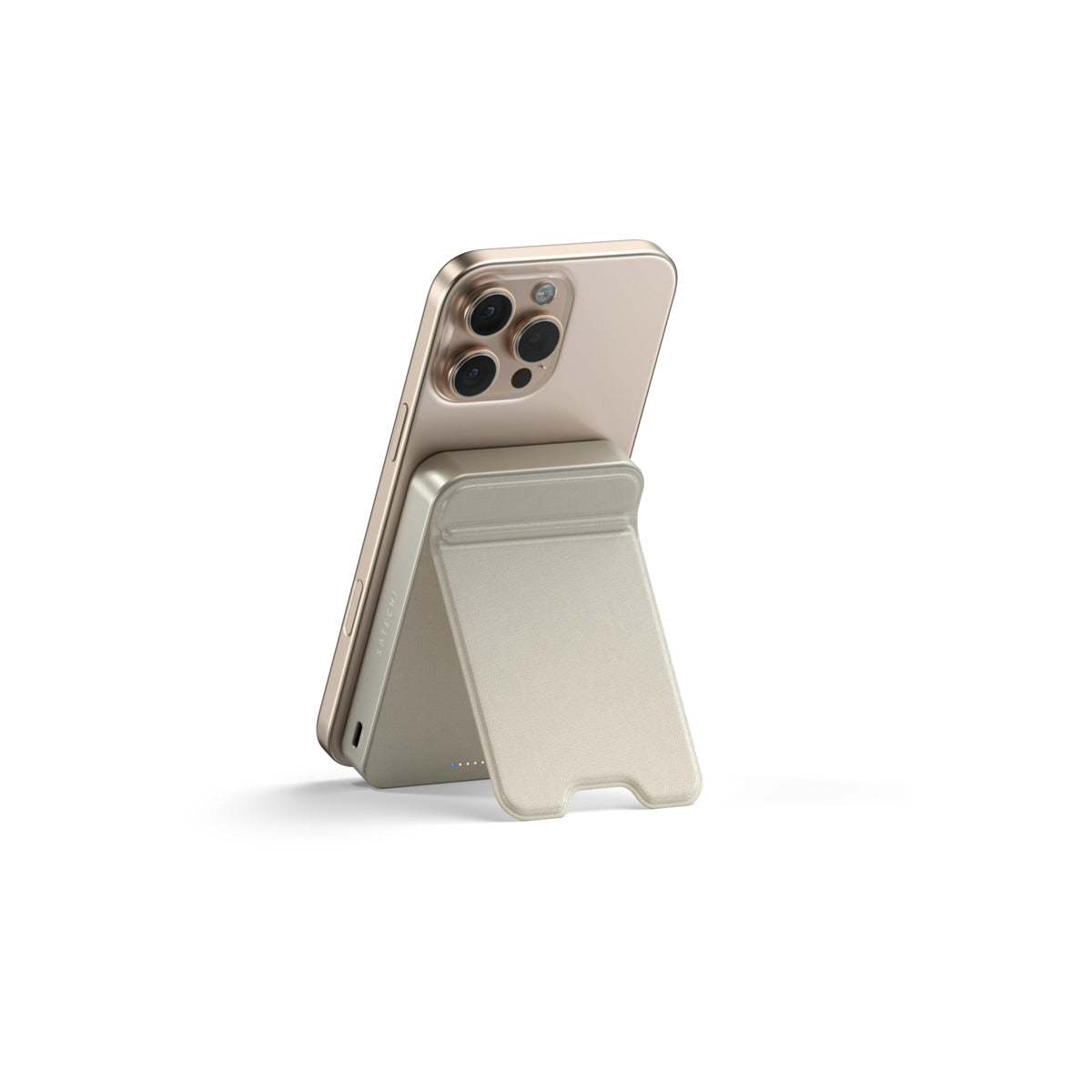 Magnetická powerbanka Satechi OntheGo Qi2 10000 mAh se stojánkem - písková