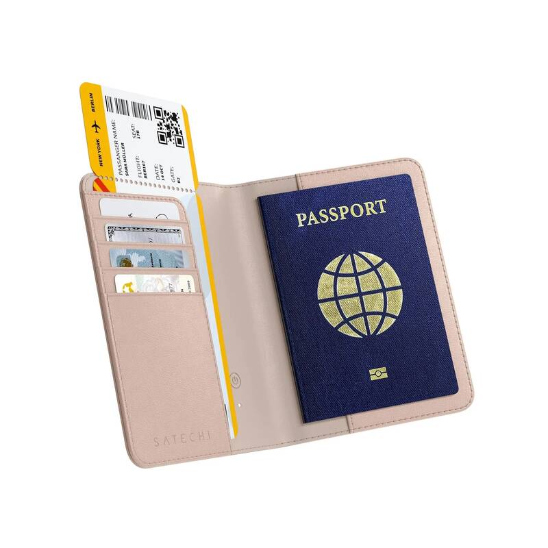 Pouzdro na pas z veganské kůže Satechi FindAll Passport Cover s RFID - růžové