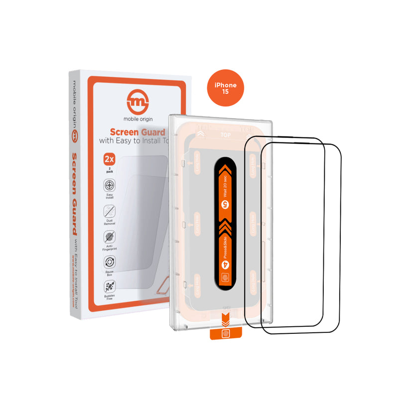2 kusy ochranného skla pro iPhone 15 se snadným aplikátorem Mobile Origin Screen Guard - bonami.click