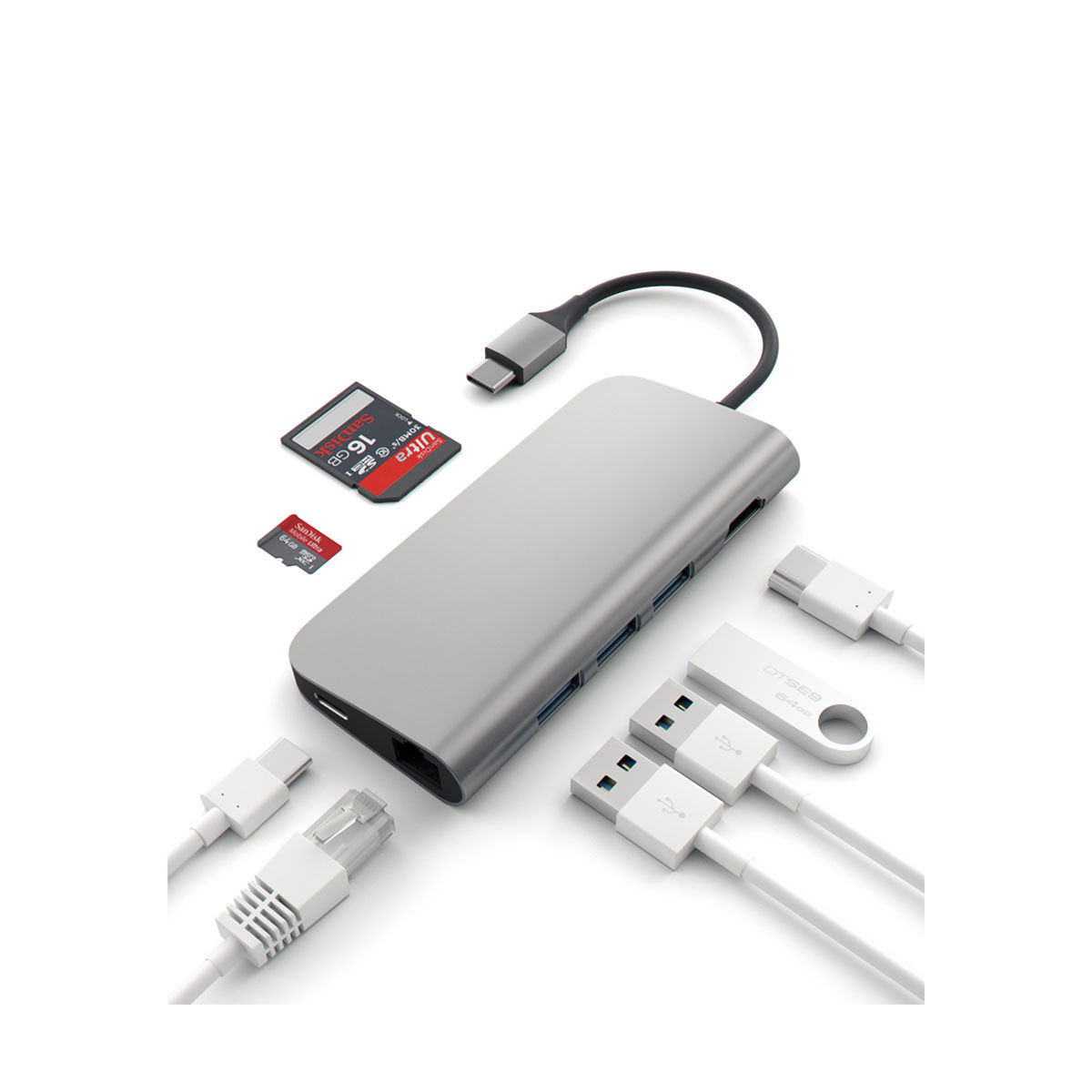 Hliníkový víceportový USB-C adaptér Satechi - vesmírně šedý - bonami.click