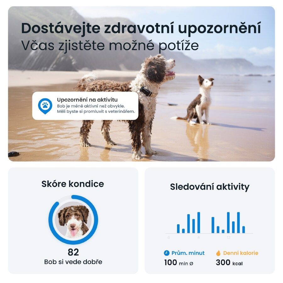 GPS tracker pro psy Tractive DOG 6 s monitoringem zdraví a štěkání