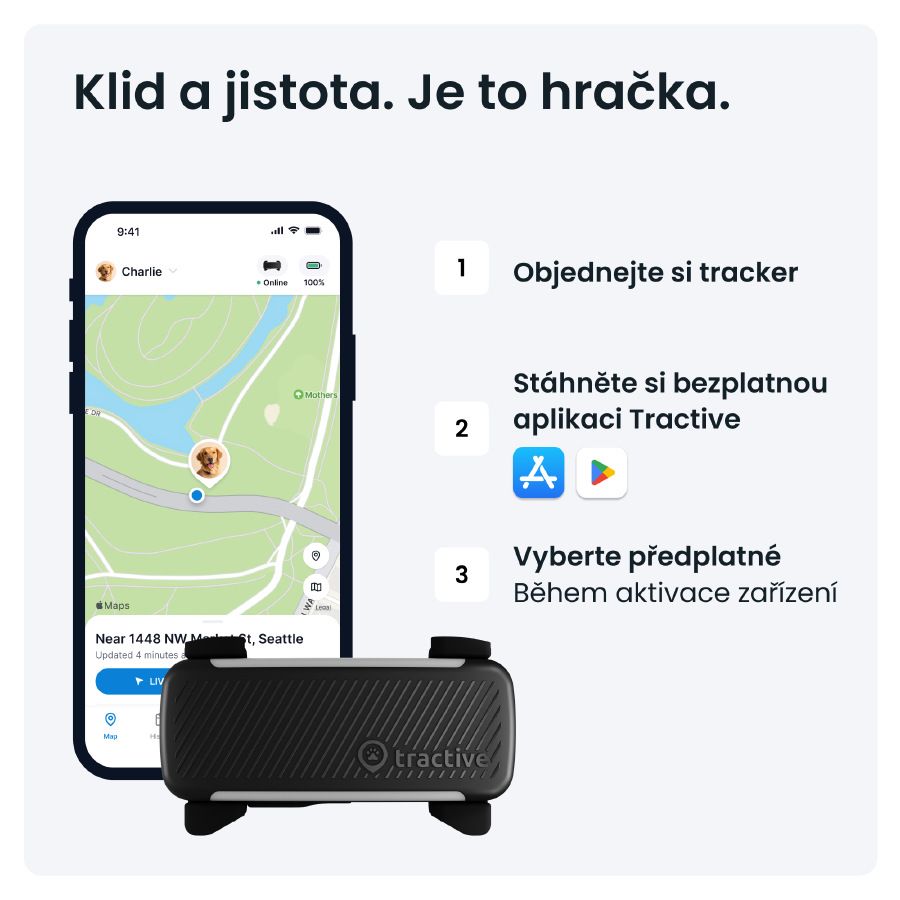 GPS tracker pro psy Tractive DOG 6 s monitoringem zdraví a štěkání