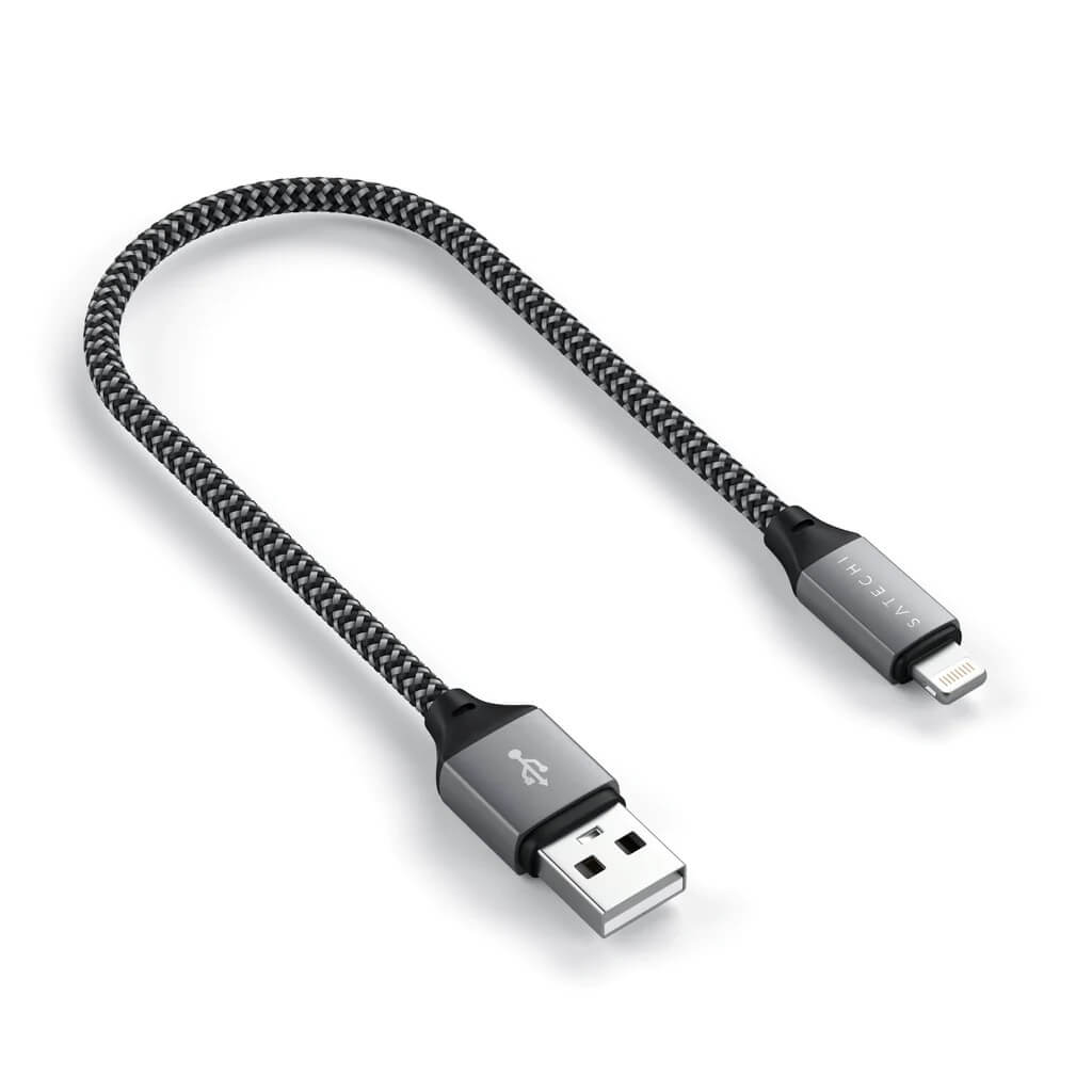 Pletený kabel Satechi USB-A na Lightning 25 cm – šedý - bonami.click