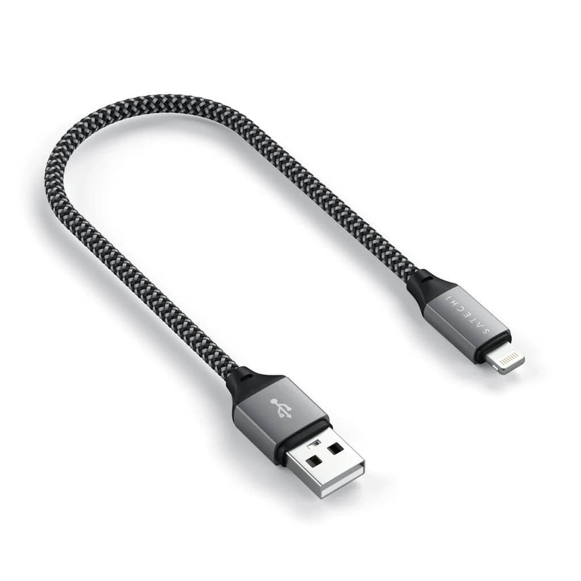Pletený kabel Satechi USB-A na Lightning 25 cm – šedý - bonami.click