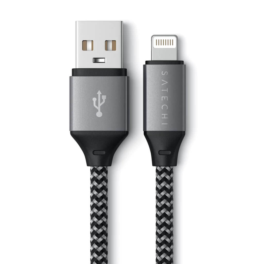 Pletený kabel Satechi USB-A na Lightning 25 cm – šedý - bonami.click