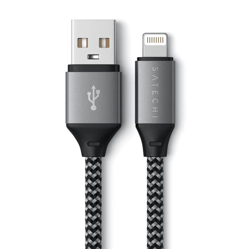 Pletený kabel Satechi USB-A na Lightning 25 cm – šedý - bonami.click
