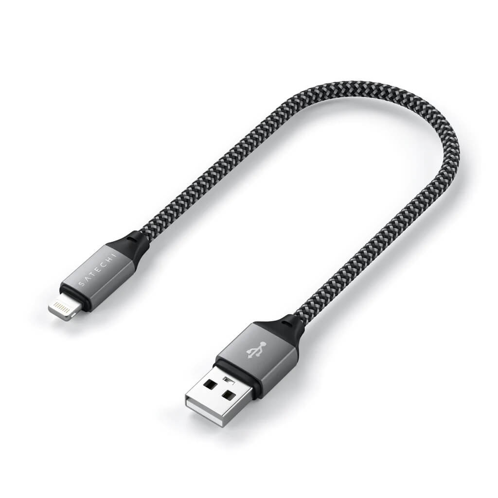 Pletený kabel Satechi USB-A na Lightning 25 cm – šedý - bonami.click