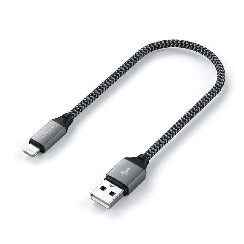 Pletený kabel Satechi USB-A na Lightning 25 cm – šedý - bonami.click