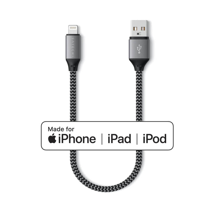 Pletený kabel Satechi USB-A na Lightning 25 cm – šedý - bonami.click