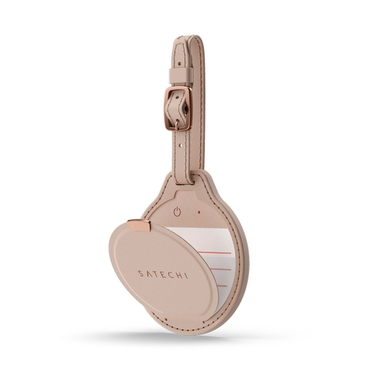 Jmenovka z veganské kůže Satechi FindAll Luggage Tag s kapsou na AirTag - růžová