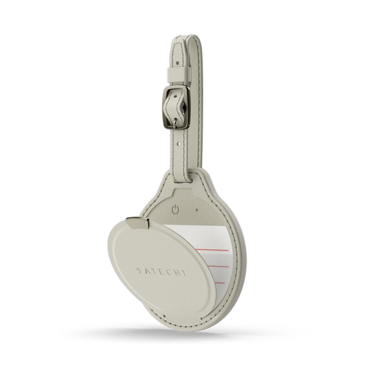 Jmenovka z veganské kůže Satechi FindAll Luggage Tag s kapsou na AirTag - světlá