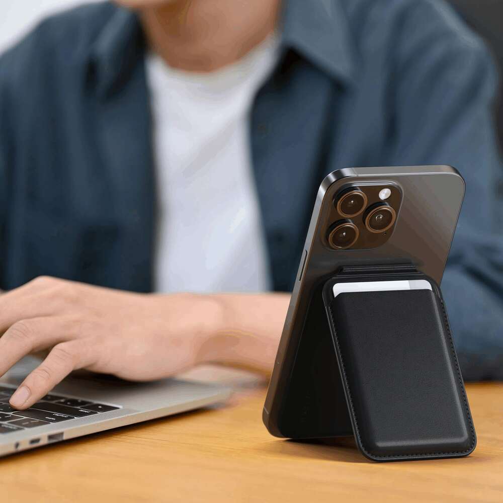 Magnetický stojánek s peněženkou pro iPhone Satechi - černý - bonami.click
