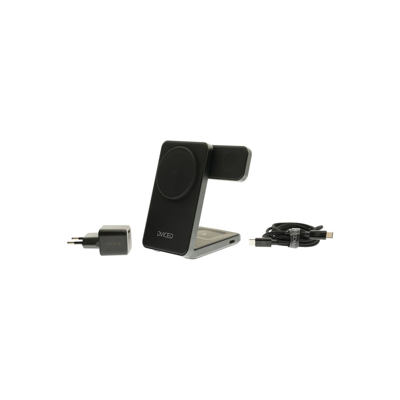 Skládací 3v1 MagSafe Qi2 nabíječka Dviced se stojánkem – černá - bonami.click