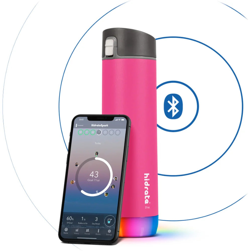Inteligentní nerezová láhev HidrateSpark Steel 620 ml - růžová